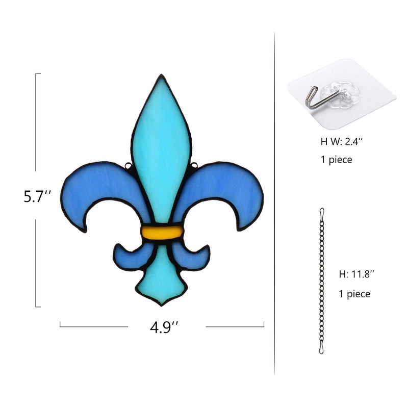 HAOSUM Fleur De Lis Decor Stained Glass Window Hangings,Handmade Housewarming Gifts for New House, Fleur De Lis Decoration Birthday Gift for Men,Christmas Decortion Gifts for Women - Image 5